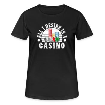 Joueur de casino : tout ce que je désire, c’est un jeu d’argent - T-shirt respirant Femme - noir - Devant - AI Model Female 172 light (172cm)