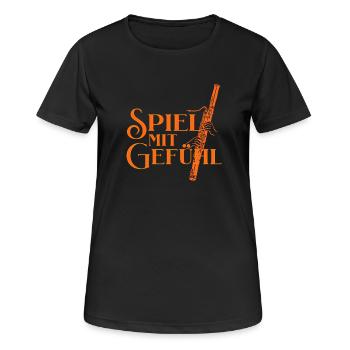 Fagott -Spiel mit Gefühl für Fagottist Fagottistin - Frauen T-Shirt atmungsaktiv - Schwarz - Vorne - AI Model Female 172 light (172cm)