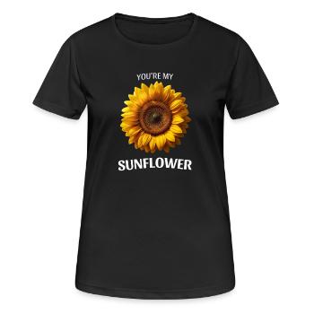 Tu es mon T-shirt Tournesol, cadeau floral - T-shirt respirant Femme - noir - Devant - AI Model Female 172 light (172cm)