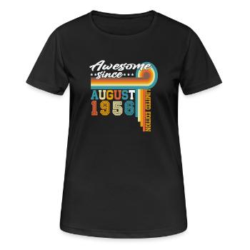 Cadeau d’anniversaire rétro vintage d’août 1956 - T-shirt respirant Femme - noir - Devant - AI Model Female 172 light (172cm)