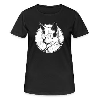 Steampunk chat - T-shirt respirant Femme - noir - Devant - AI Model Female 172 light (172cm)