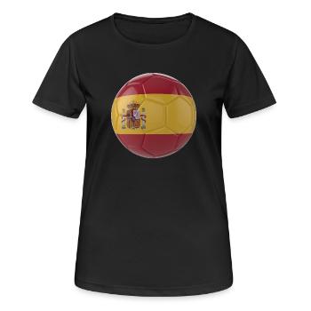 SPANIENS FLAGGE AUF EINEM FUSSBALL - Frauen T-Shirt atmungsaktiv - Schwarz - Vorne - AI Model Female 172 light (172cm)