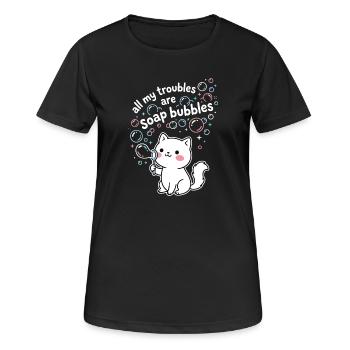 Tous mes soucis sont des bulles de savon - T-shirt respirant Femme - noir - Devant - AI Model Female 172 light (172cm)