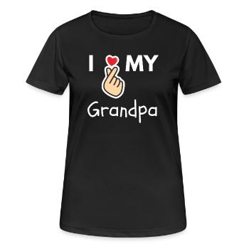 J’adore mon cadeau de famille grand-père - T-shirt respirant Femme - noir - Devant - AI Model Female 172 light (172cm)