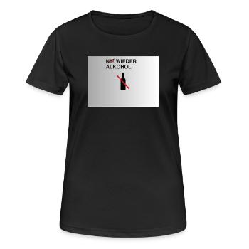 Nie Wieder Alkohol – Alkoholfrei - Frauen T-Shirt atmungsaktiv - Schwarz - Vorne - AI Model Female 172 light (172cm)
