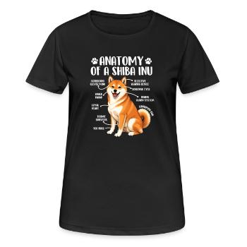 Anatomie de l’humour d’un doge Shiba Inu - T-shirt respirant Femme - noir - Devant - AI Model Female 172 light (172cm)