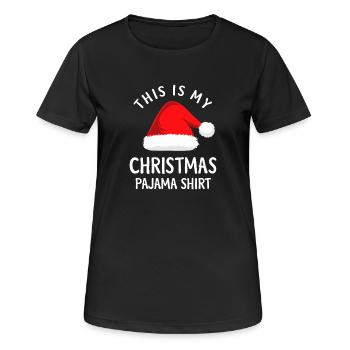 Voici mon t-shirt de pyjama de Noël - T-shirt respirant Femme - noir - Devant - AI Model Female 172 light (172cm)