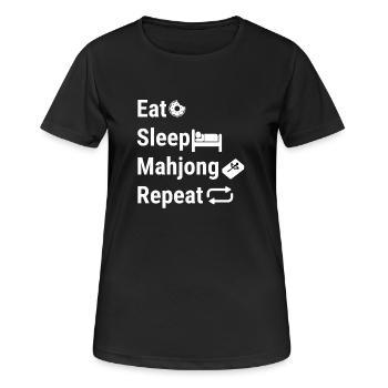Manger Dormir Mahjong Répéter - T-shirt respirant Femme - noir - Devant - AI Model Female 172 light (172cm)