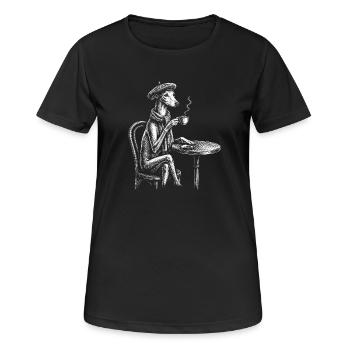 Paris Café Lévriers Art des lévriers français - T-shirt respirant Femme - noir - Devant - AI Model Female 172 light (172cm)