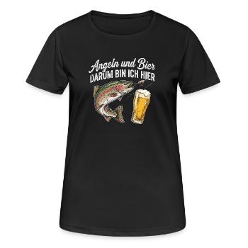 Forelle Angeln Und Bier - Frauen T-Shirt atmungsaktiv - Schwarz - Vorne - AI Model Female 172 light (172cm)