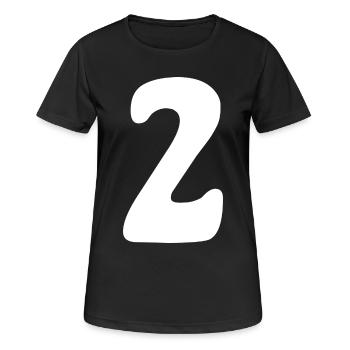 Deux : Minimal Numéral 2 | Deuxième - T-shirt respirant Femme - noir - Devant - AI Model Female 172 light (172cm)
