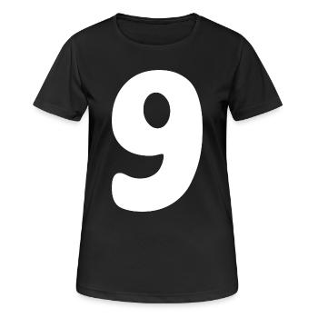 Neuf : Chiffre minimaliste 9 | Neuvième - T-shirt respirant Femme - noir - Devant - AI Model Female 172 light (172cm)