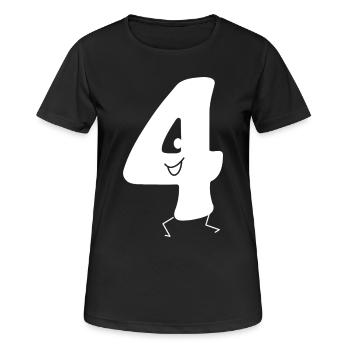 Lustige Vier: Minimalistische Ziffer 4 | Vierter - Frauen T-Shirt atmungsaktiv - Schwarz - Vorne - AI Model Female 172 light (172cm)