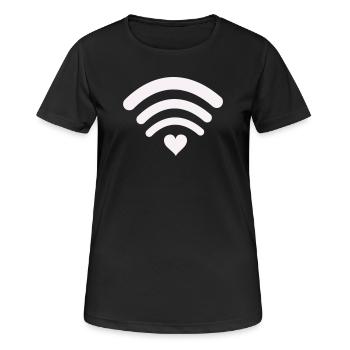 Wi-Fi-Heart-Wifi Design - Women's Breathable T-Shirt - black - Front - AI Model Female 172 light (172cm)