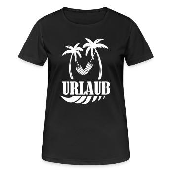 Palmenurlaub Hängematte Design - Frauen T-Shirt atmungsaktiv - Schwarz - Vorne - AI Model Female 172 light (172cm)