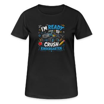 Ich bin bereit, den ersten Kindergartentag der Jungs zu meistern - Frauen T-Shirt atmungsaktiv - Schwarz - Vorne - AI Model Female 172 light (172cm)