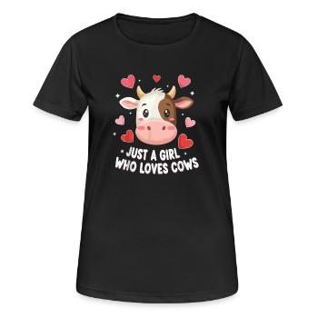 Cow love: A girl loves cows - Women's Breathable T-Shirt - black - Front - AI Model Female 172 light (172cm)