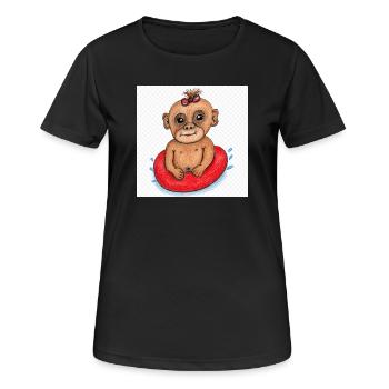 Little Monkey on Red Inflatable Boat - Women's Breathable T-Shirt - black - Front - AI Model Female 172 light (172cm)