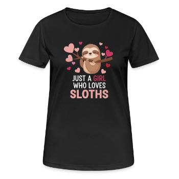 Sloth Love: Just a Girl Sloths - Women's Breathable T-Shirt - black - Front - AI Model Female 172 light (172cm)