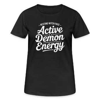 Visage de Sorcière Active Énergie Démoniaque - T-shirt respirant Femme - noir - Devant - AI Model Female 172 light (172cm)