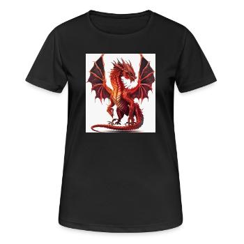 Feuerroter Drachen-Aquarell - Frauen T-Shirt atmungsaktiv - Schwarz - Vorne - AI Model Female 172 light (172cm)