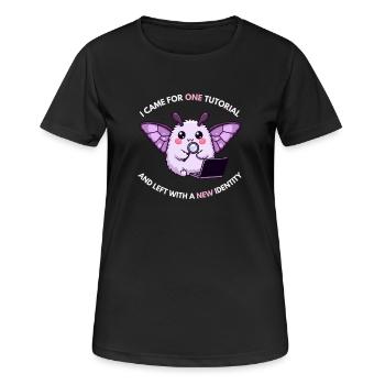 Un tutoriel, nouvelle identité – Humour de papillon de nuit - T-shirt respirant Femme - noir - Devant - AI Model Female 172 light (172cm)