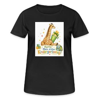 Giraffenzauber Erster Kindergartentag - Frauen T-Shirt atmungsaktiv - Schwarz - Vorne - AI Model Female 172 light (172cm)