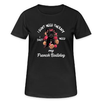 Thérapie du bouledogue français - T-shirt respirant Femme - noir - Devant - AI Model Female 172 light (172cm)