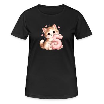 Kätzchen 5 Geburtstag - Frauen T-Shirt atmungsaktiv - Schwarz - Vorne - AI Model Female 172 light (172cm)