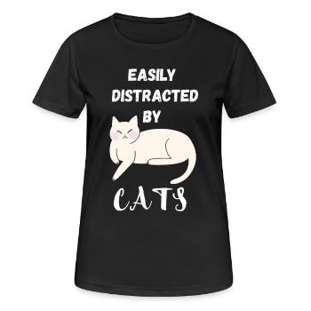Leicht von Katzen abgelenkt - Frauen T-Shirt atmungsaktiv - Schwarz - Vorne - AI Model Female 172 light (172cm)