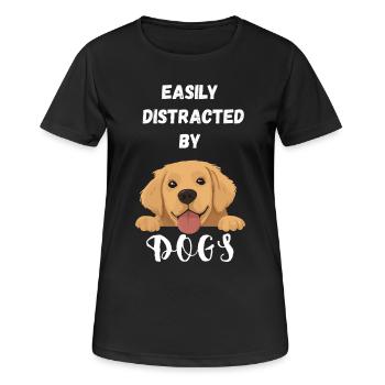 Leicht von Hunden abgelenkt - Frauen T-Shirt atmungsaktiv - Schwarz - Vorne - AI Model Female 172 light (172cm)