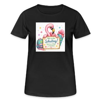 Flamingo Schulstart Abenteuer - Frauen T-Shirt atmungsaktiv - Schwarz - Vorne - AI Model Female 172 light (172cm)