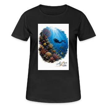 Azzo Unterwasser-Abenteuer - Frauen T-Shirt atmungsaktiv - Schwarz - Vorne - AI Model Female 172 light (172cm)