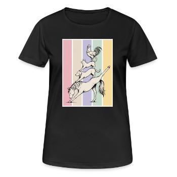 Yoga Tierstapel - Frauen T-Shirt atmungsaktiv - Schwarz - Vorne - AI Model Female 172 light (172cm)