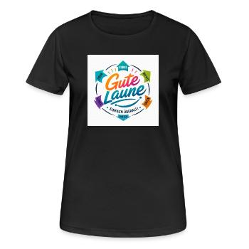 Gute Laune Kreis Farbig Positiv - Frauen T-Shirt atmungsaktiv - Schwarz - Vorne - AI Model Female 172 light (172cm)
