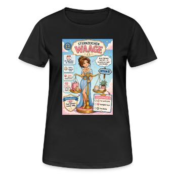 Waage - Zwei Optionen, drei Stunden Entscheidung - Frauen T-Shirt atmungsaktiv - Schwarz - Vorne - AI Model Female 172 light (172cm)
