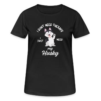 Husky-Therapiehund - Frauen T-Shirt atmungsaktiv - Schwarz - Vorne - AI Model Female 172 light (172cm)