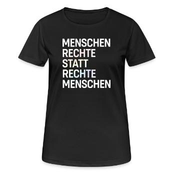 Menschenrechte statt rechte Menschen Spruch Demo - Frauen T-Shirt atmungsaktiv - Schwarz - Vorne - AI Model Female 172 light (172cm)
