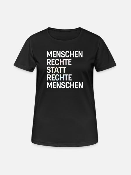 Menschenrechte statt rechte Menschen Spruch Demo - Dame T-shirt svedtransporterende - sort