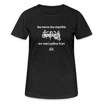 Om Mani Padme Hum - Frauen T-Shirt atmungsaktiv - Schwarz - Vorne - AI Model Female 172 light (172cm)