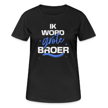 "Ich werde großer Bruder" Schwangerschaftsankündigung - Frauen T-Shirt atmungsaktiv - Schwarz - Vorne - AI Model Female 172 light (172cm)