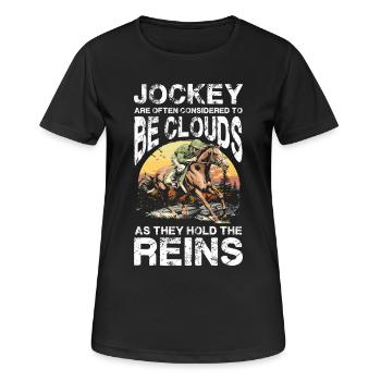  Jockey Are Often Considered To Be Clouds As They - Frauen T-Shirt atmungsaktiv - Schwarz - Vorne - AI Model Female 172 light (172cm)