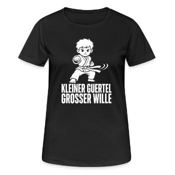 tKleiner Gürtel Großer Wille – Karate Kind - Frauen T-Shirt atmungsaktiv - Schwarz - Vorne - AI Model Female 172 light (172cm)