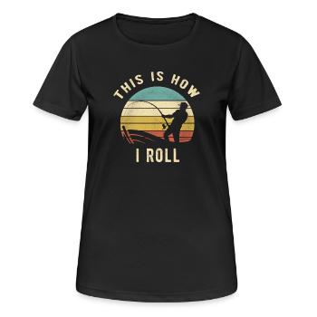 Angeln Retro So rolle ich Angler Geschenk - Frauen T-Shirt atmungsaktiv - Schwarz - Vorne - AI Model Female 172 light (172cm)