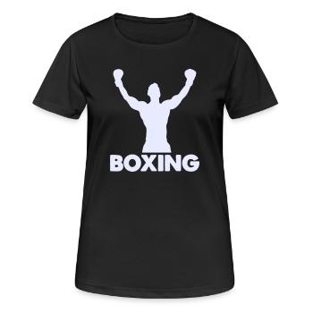 Boxer Sieg Silhouette - Frauen T-Shirt atmungsaktiv - Schwarz - Vorne - AI Model Female 172 light (172cm)