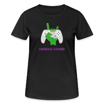 Untoter Gamer-Zombie-Humor - Frauen T-Shirt atmungsaktiv - Schwarz - Vorne - AI Model Female 172 light (172cm)