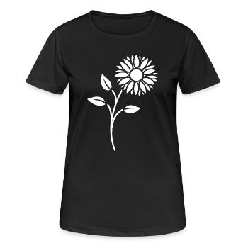 Blumen Silhouette Abstrakte Blütenkunst - Frauen T-Shirt atmungsaktiv - Schwarz - Vorne - AI Model Female 172 light (172cm)