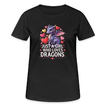 Drachenliebendes Mädchen - Frauen T-Shirt atmungsaktiv - Schwarz - Vorne - AI Model Female 172 light (172cm)