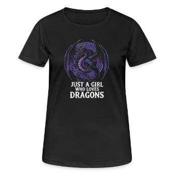 Girl Loves Dragon Artwork - Women's Breathable T-Shirt - black - Front - AI Model Female 172 light (172cm)