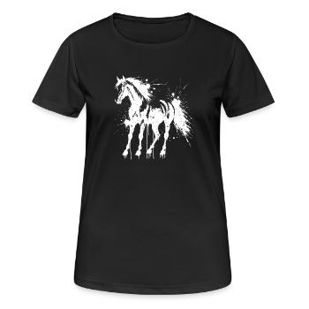 White Splash Horse Silhouette - Frauen T-Shirt atmungsaktiv - Schwarz - Vorne - AI Model Female 172 light (172cm)